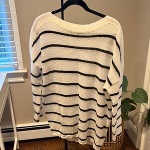 All Saints Off-the-Shoulder Cream and Black Sweater